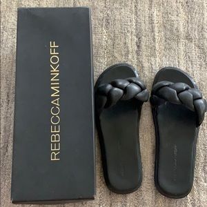 Rebecca Minkoff Braided Black Leather Slides